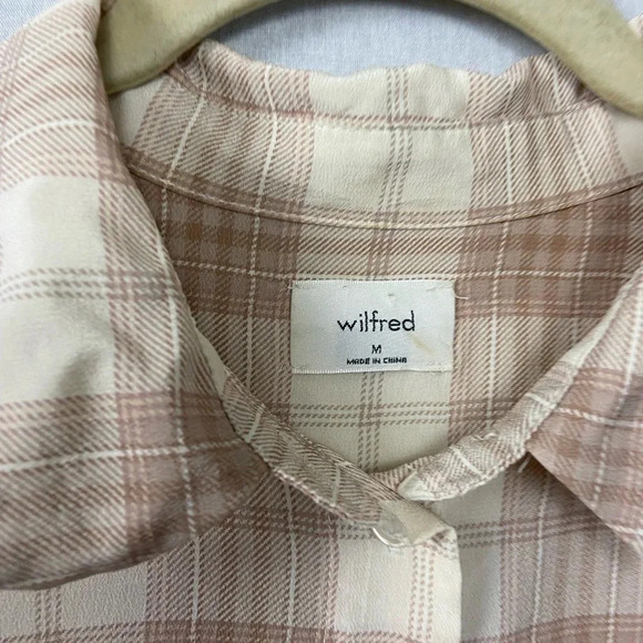 Wilfred Aritzia check print 100% silk “Alma” button oversized  blouse Sz M - Picture 8 of 13